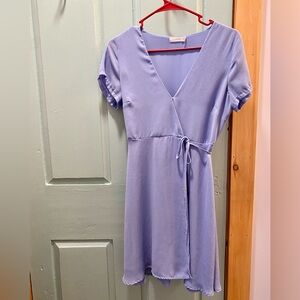 LUSH |Pastel Blue Crepe Wrap Dress